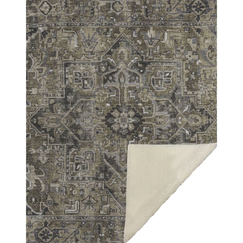 Oriental Taupe Washable Indoor-Outdoor Rug