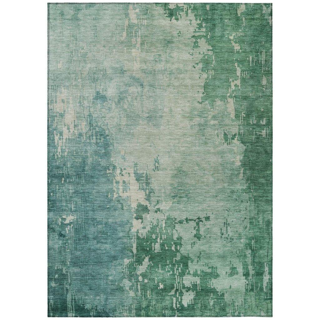 LOOMLAN Rugs Bellatrix Green Washable Indoor-Outdoor Rug