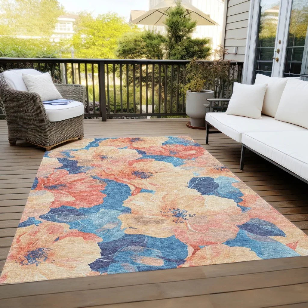 LOOMLAN Rugs Bellavor Orange Washable Indoor-Outdoor Rug