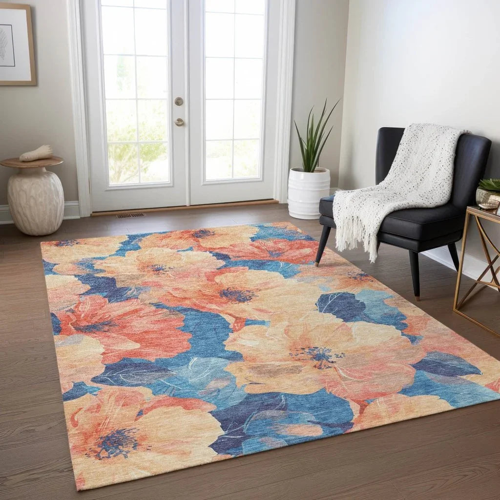 LOOMLAN Rugs Bellavor Orange Washable Indoor-Outdoor Rug