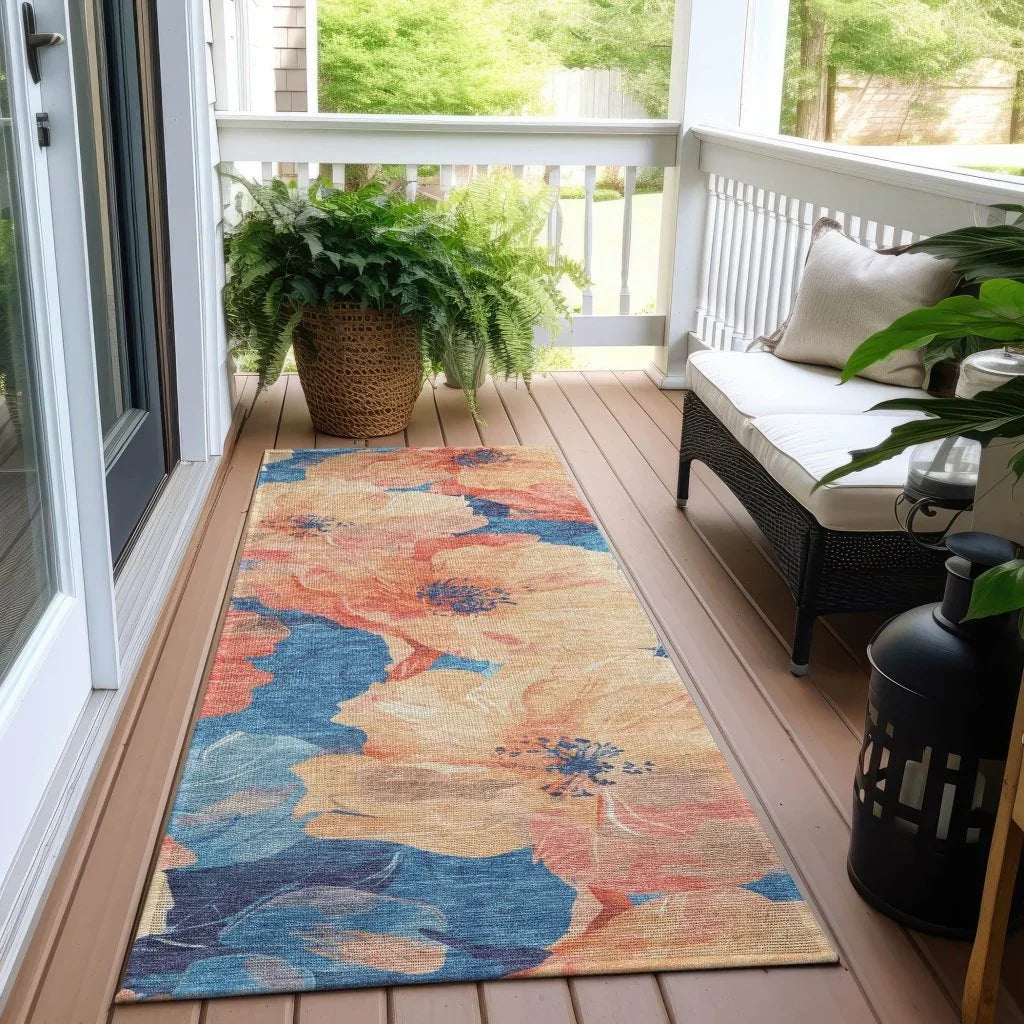 LOOMLAN Rugs Bellavor Orange Washable Indoor-Outdoor Rug