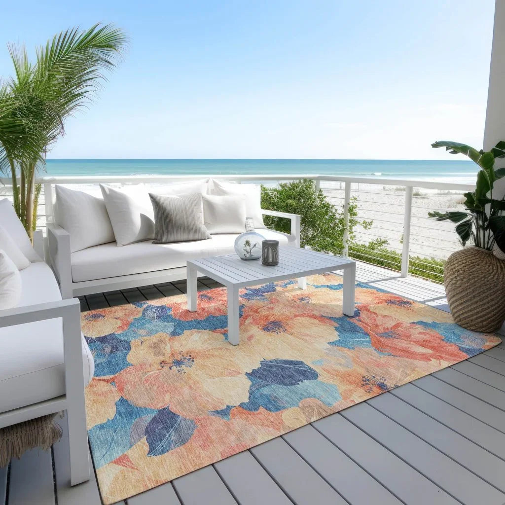 LOOMLAN Rugs Bellavor Orange Washable Indoor-Outdoor Rug