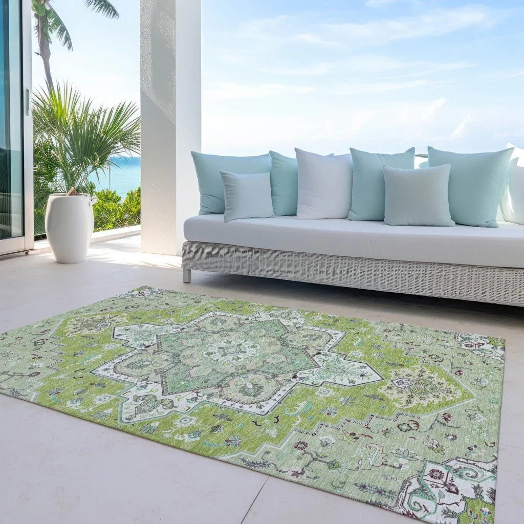 LOOMLAN Rugs Bellaya Green Washable Indoor-Outdoor Rug