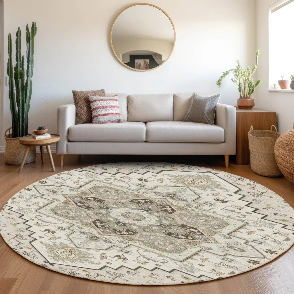 LOOMLAN Rugs Bellaya Ivory Washable Indoor-Outdoor Rug