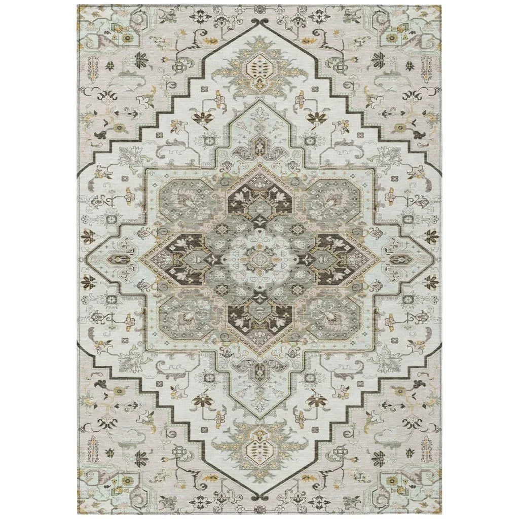 LOOMLAN Rugs Bellaya Ivory Washable Indoor-Outdoor Rug