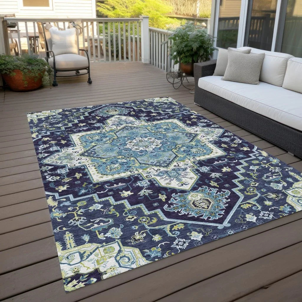 LOOMLAN Rugs Bellaya Navy Washable Indoor-Outdoor Rug