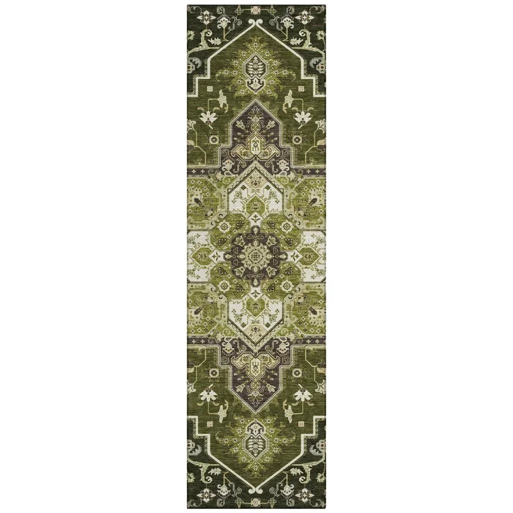 LOOMLAN Rugs Bellaya Olive Washable Indoor-Outdoor Rug