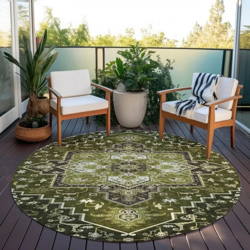 LOOMLAN Rugs Bellaya Olive Washable Indoor-Outdoor Rug