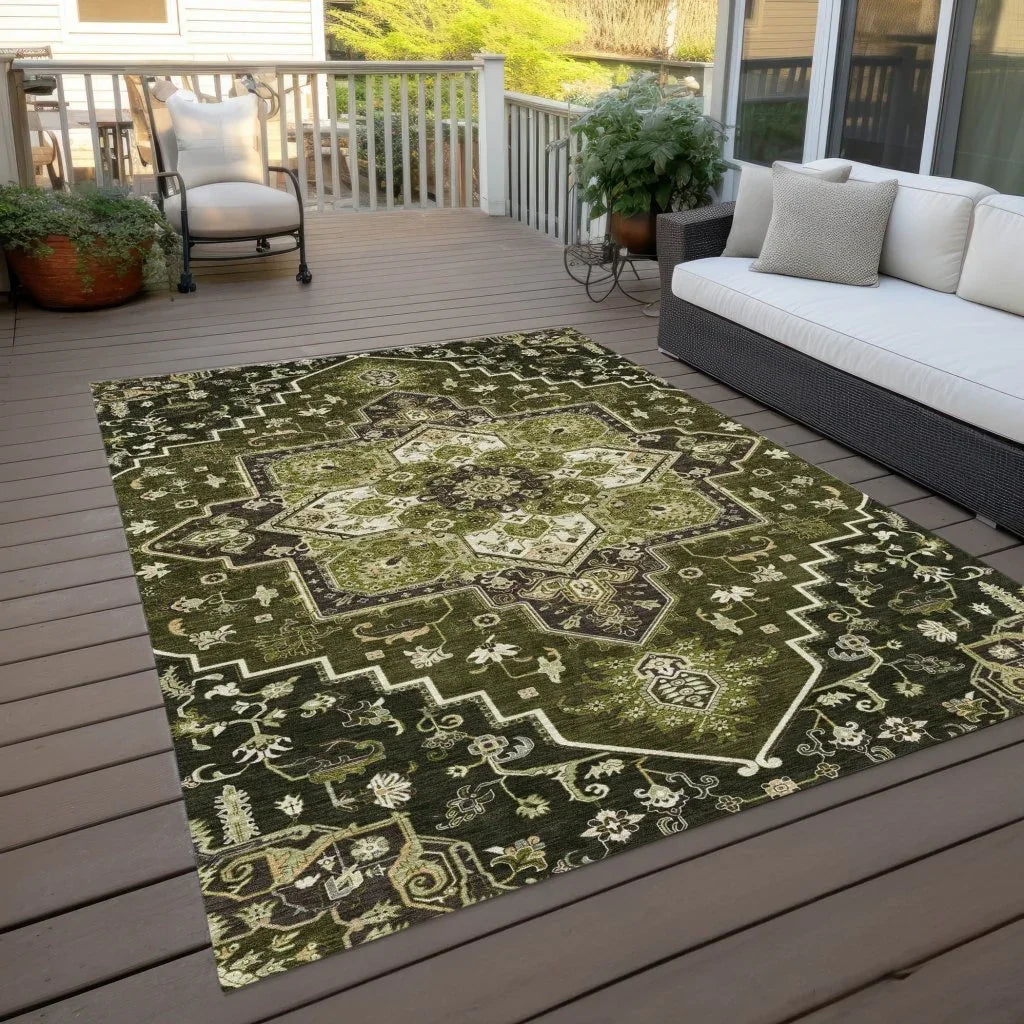 LOOMLAN Rugs Bellaya Olive Washable Indoor-Outdoor Rug
