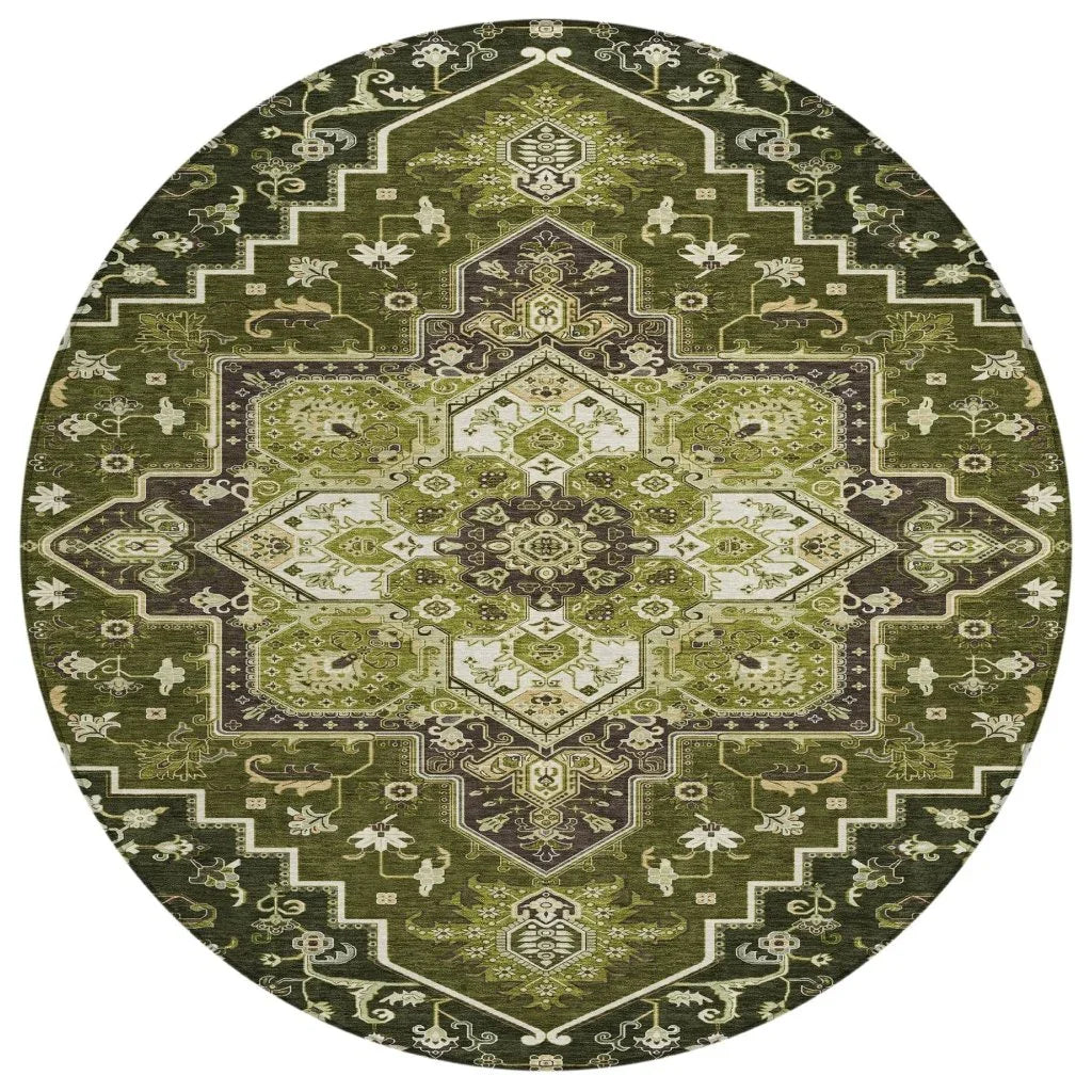 LOOMLAN Rugs Bellaya Olive Washable Indoor-Outdoor Rug