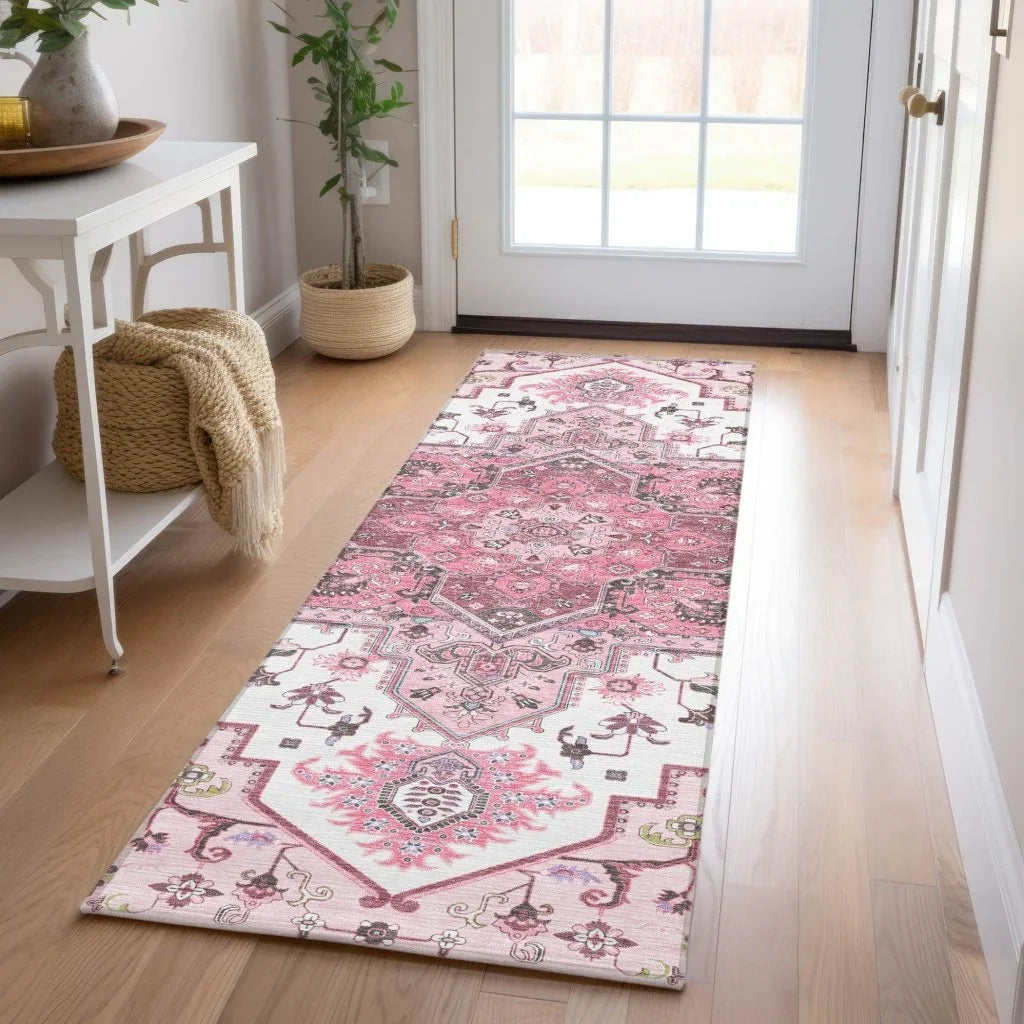 LOOMLAN Rugs Bellaya Pink Washable Indoor-Outdoor Rug