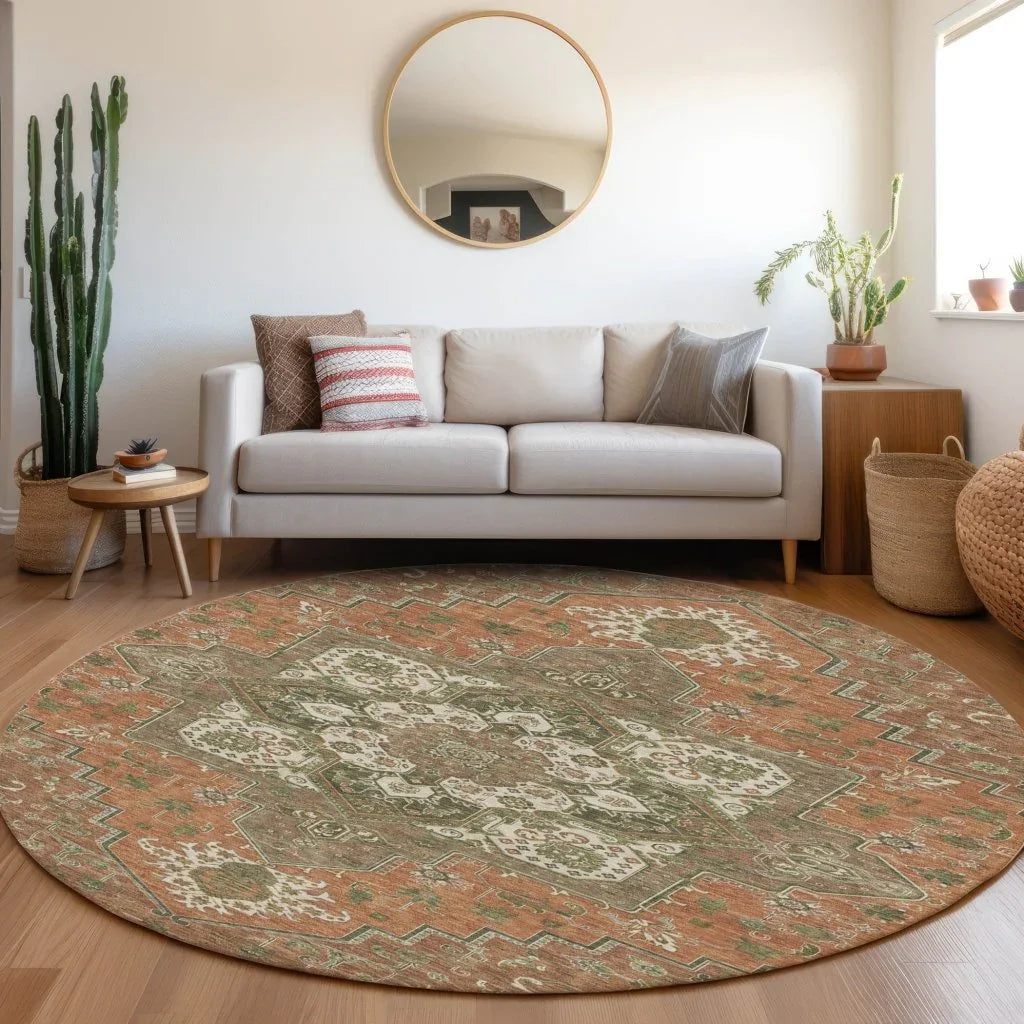 LOOMLAN Rugs Bellaya Rust Washable Indoor-Outdoor Rug