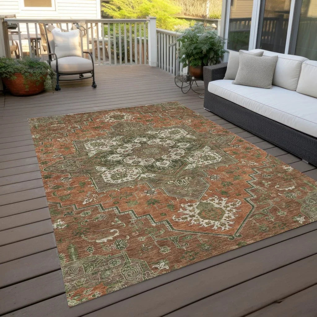 LOOMLAN Rugs Bellaya Rust Washable Indoor-Outdoor Rug