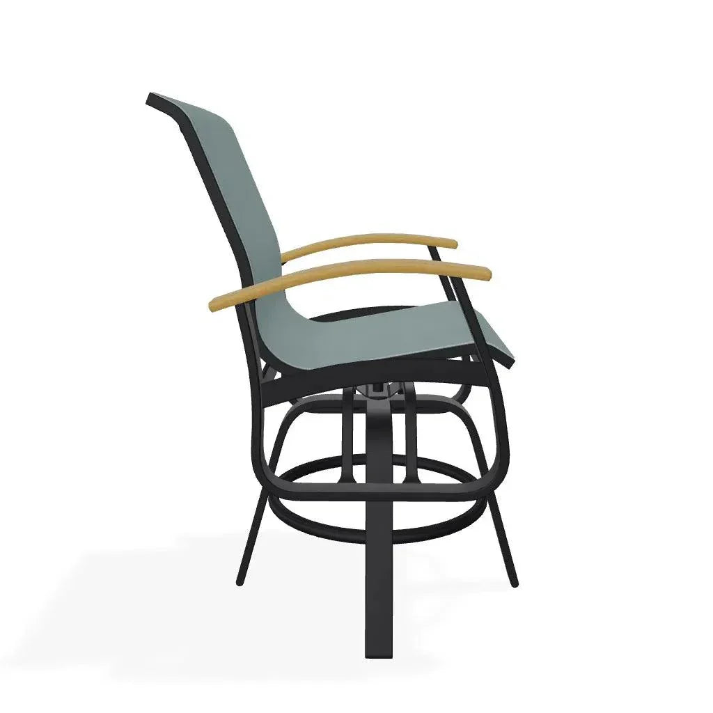 Belle Isle Sling Balcony Height Swivel MGP Arm Chair - LOOMLAN - Telescope - Outdoor Accent Chairs
