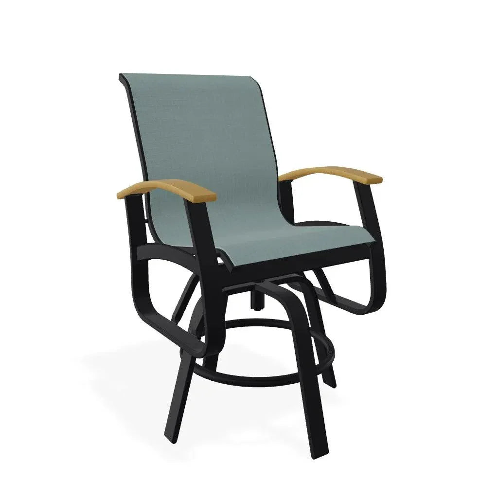 Belle Isle Sling Balcony Height Swivel MGP Arm Chair - LOOMLAN - Telescope - Outdoor Accent Chairs