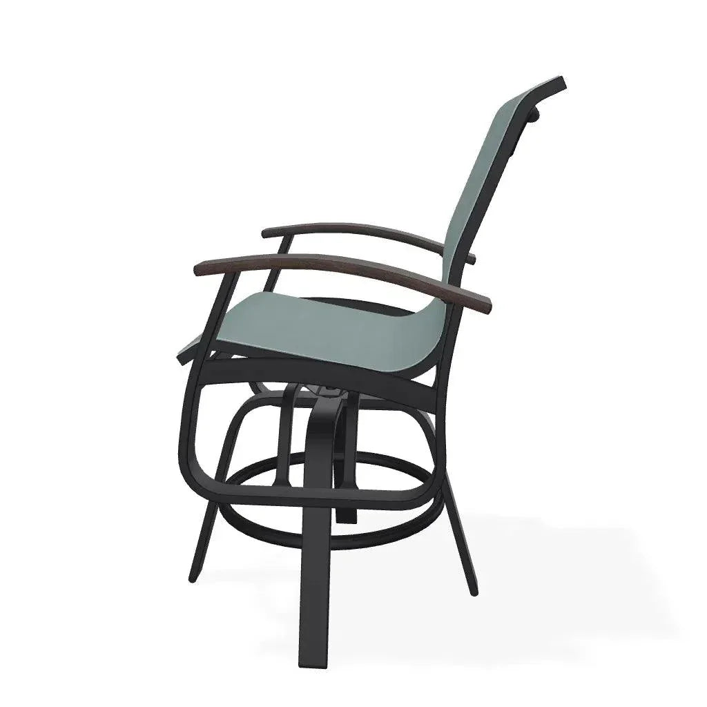 Belle Isle Sling Balcony Height Swivel MGP Arm Chair - LOOMLAN - Telescope - Outdoor Accent Chairs