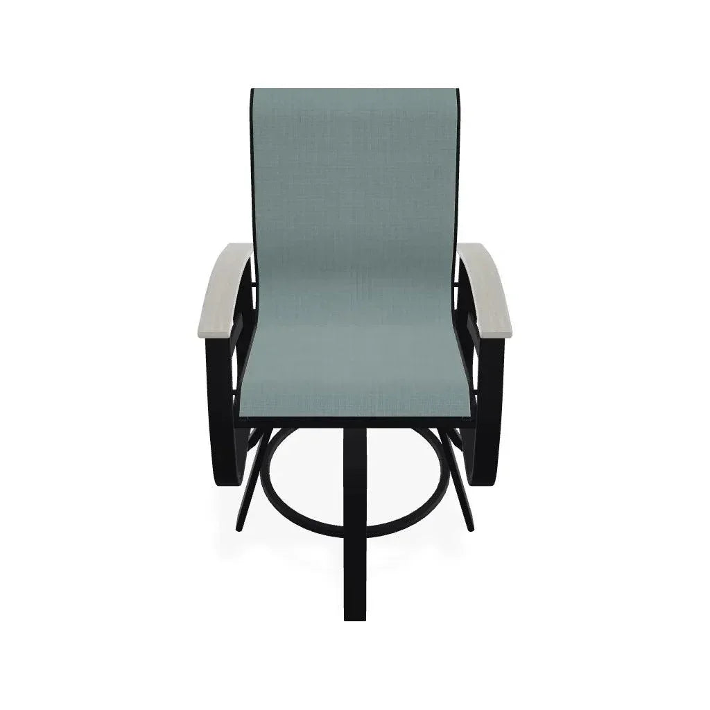 Belle Isle Sling Balcony Height Swivel MGP Arm Chair - LOOMLAN - Telescope - Outdoor Accent Chairs
