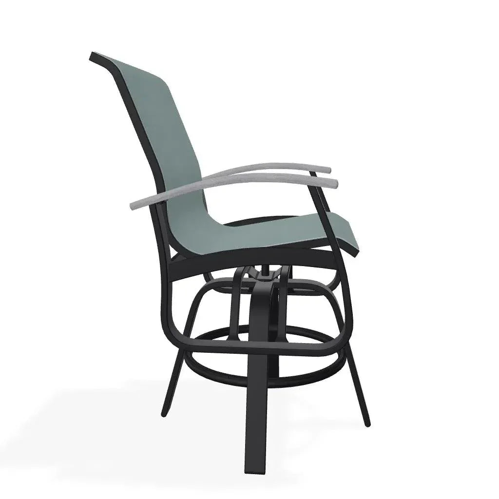 Belle Isle Sling Balcony Height Swivel MGP Arm Chair - LOOMLAN - Telescope - Outdoor Accent Chairs