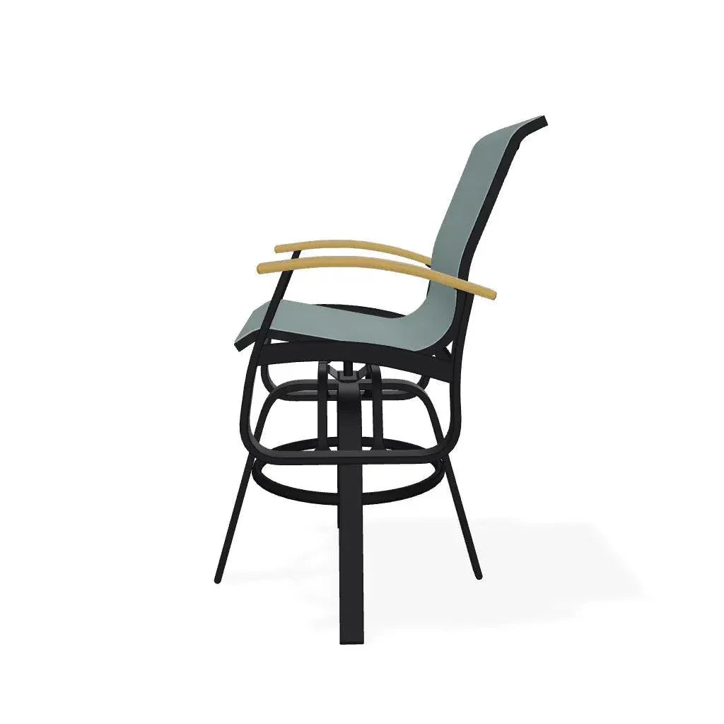 Belle Isle Sling Bar Height Swivel MGP Arm Chair - LOOMLAN - Telescope - Outdoor Bar Stools
