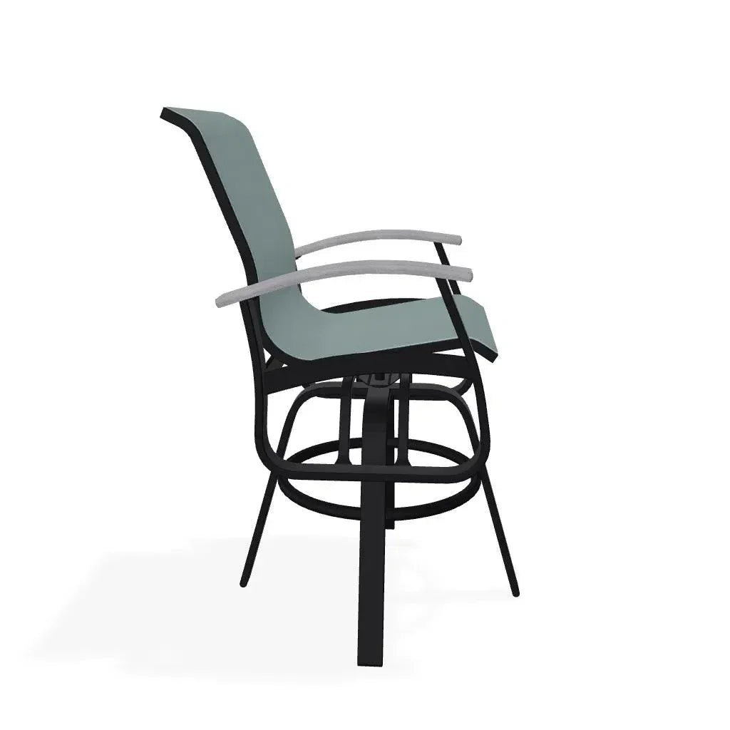 Belle Isle Sling Bar Height Swivel MGP Arm Chair - LOOMLAN - Telescope - Outdoor Bar Stools