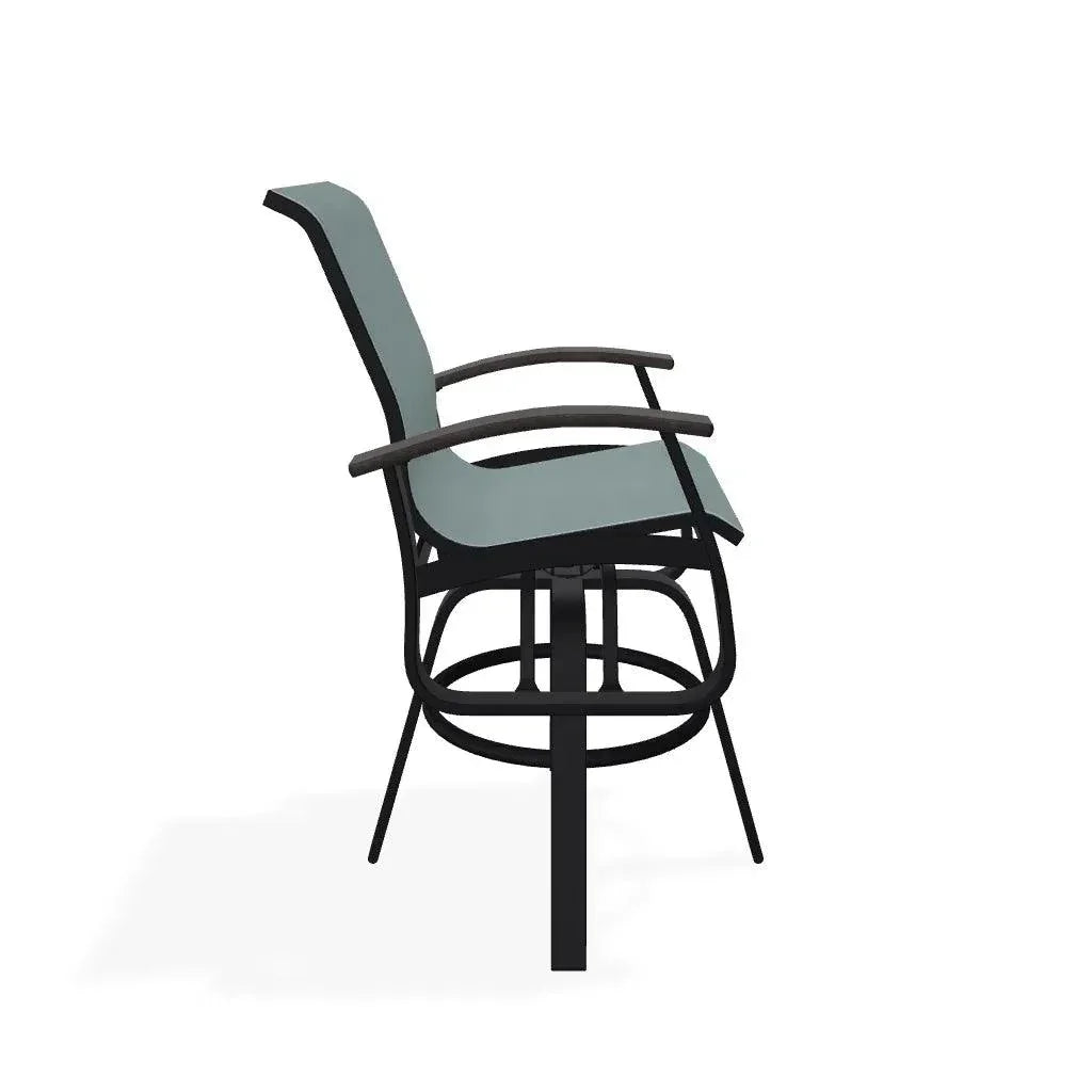 Belle Isle Sling Bar Height Swivel MGP Arm Chair - LOOMLAN - Telescope - Outdoor Bar Stools