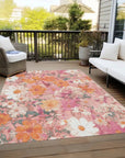 LOOMLAN Rugs Beshira Pink Washable Indoor-Outdoor Rug