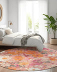 LOOMLAN Rugs Beshira Pink Washable Indoor-Outdoor Rug