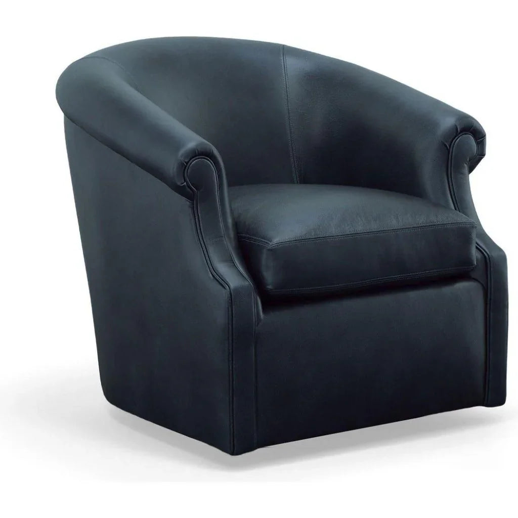 Black Leather Swivel Club Chair Seattle - LOOMLAN - Uptown Sebastian - Club Chairs