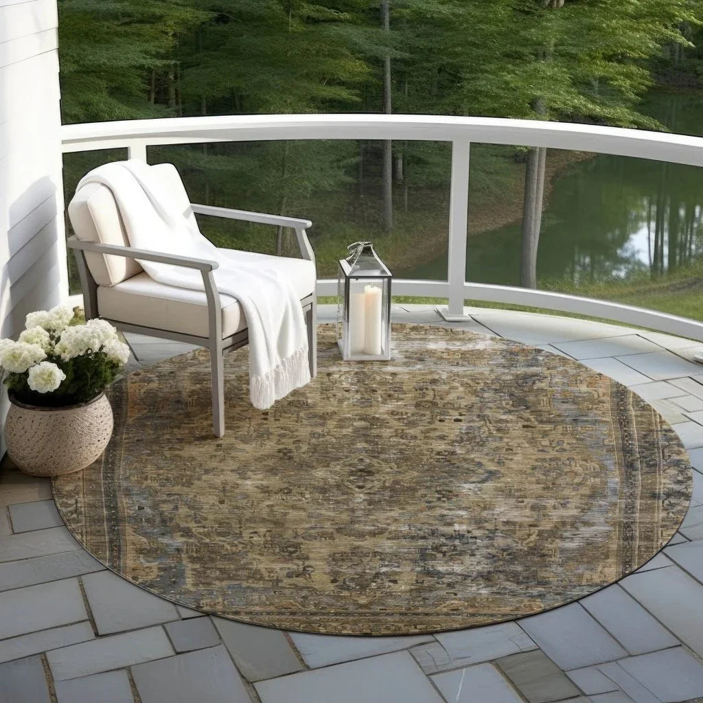 LOOMLAN Rugs Blazura Brown Washable Indoor-Outdoor Rug