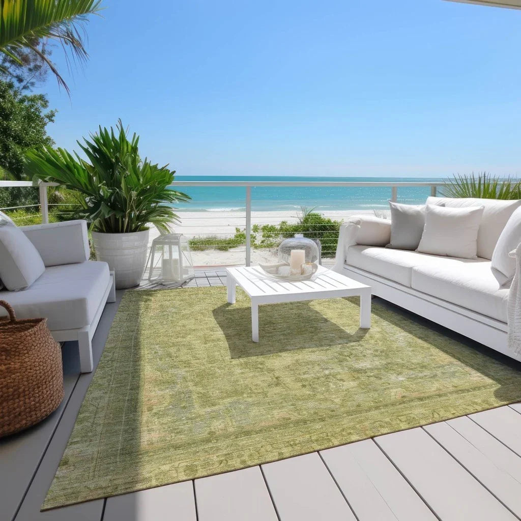 LOOMLAN Rugs Blazura Green Washable Indoor-Outdoor Rug