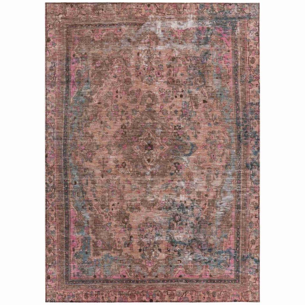 LOOMLAN Rugs Blazura Pink Washable Indoor-Outdoor Rug