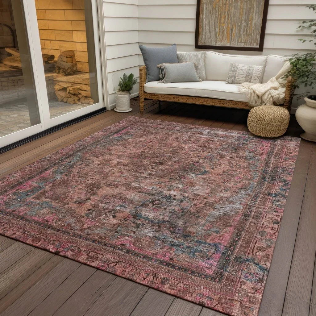 LOOMLAN Rugs Blazura Pink Washable Indoor-Outdoor Rug