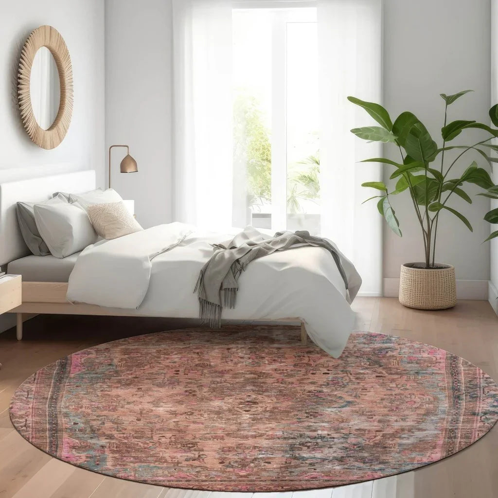 LOOMLAN Rugs Blazura Pink Washable Indoor-Outdoor Rug