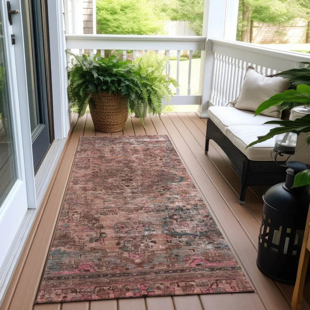 LOOMLAN Rugs Blazura Pink Washable Indoor-Outdoor Rug