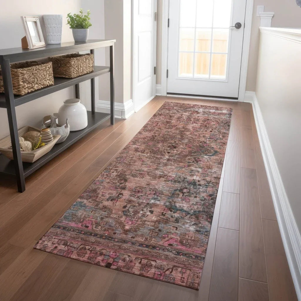 LOOMLAN Rugs Blazura Pink Washable Indoor-Outdoor Rug