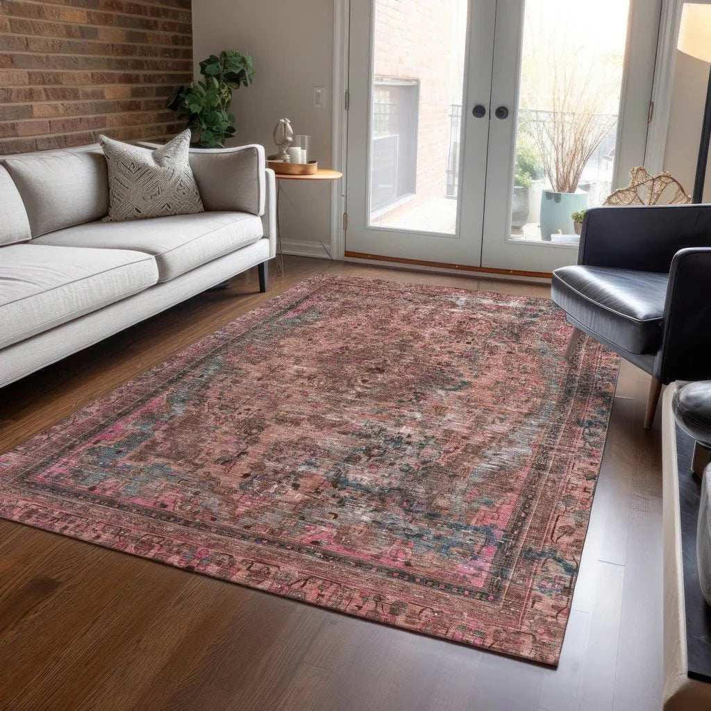 LOOMLAN Rugs Blazura Pink Washable Indoor-Outdoor Rug