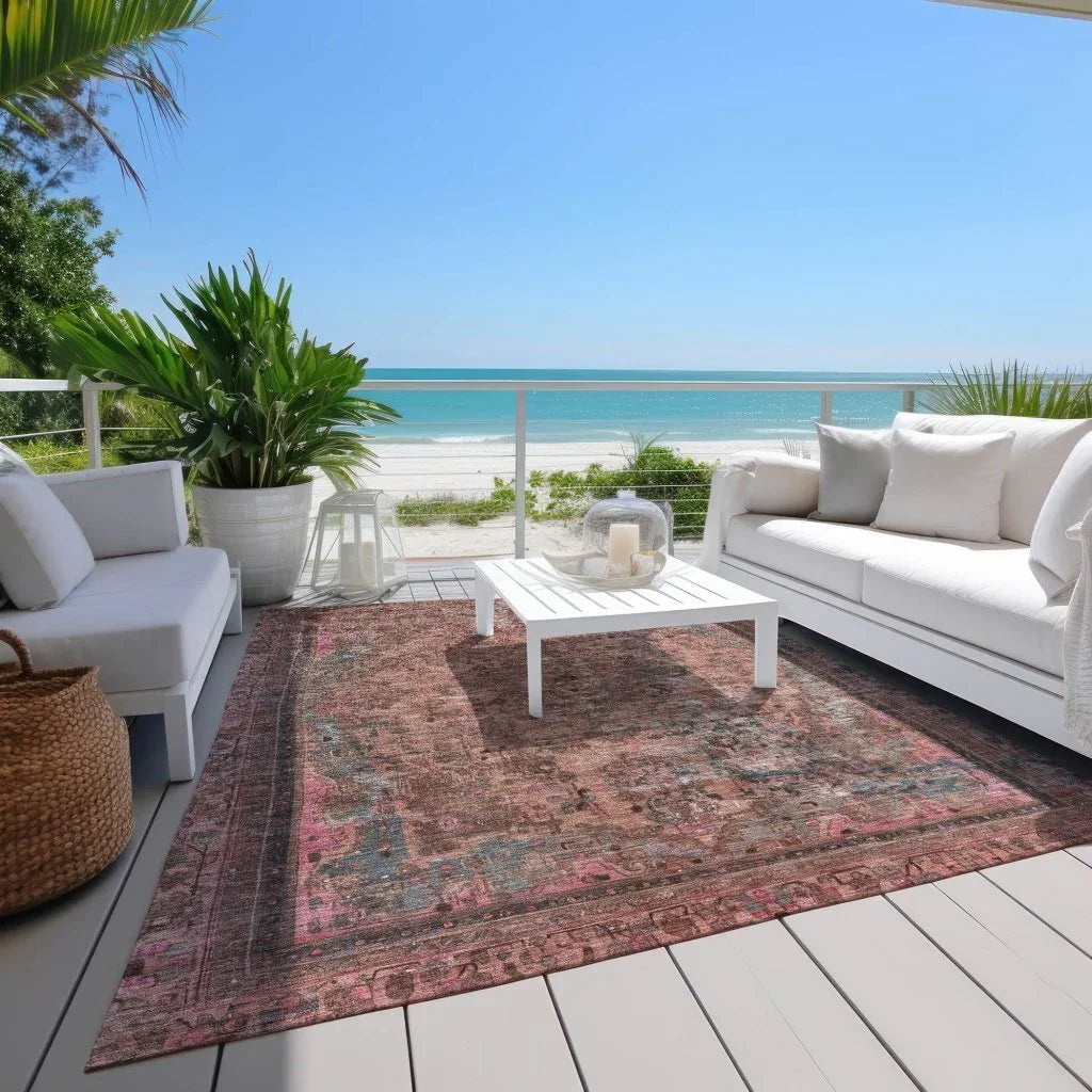 LOOMLAN Rugs Blazura Pink Washable Indoor-Outdoor Rug