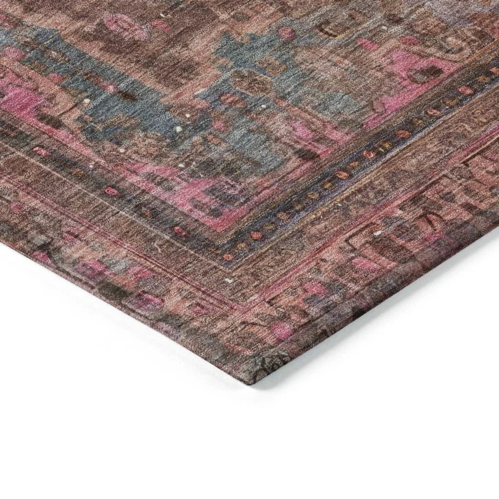 LOOMLAN Rugs Blazura Pink Washable Indoor-Outdoor Rug