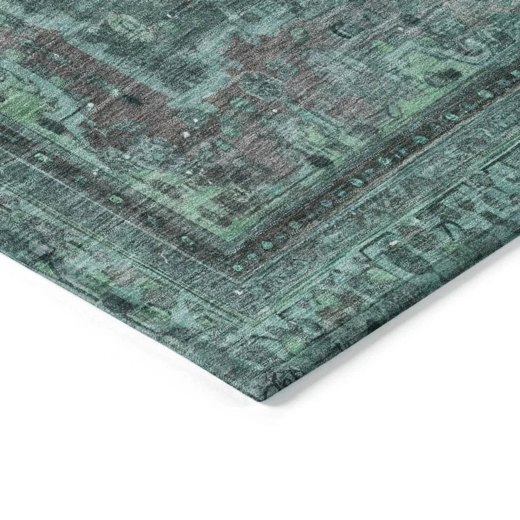 LOOMLAN Rugs Blazura Teal Washable Indoor-Outdoor Rug