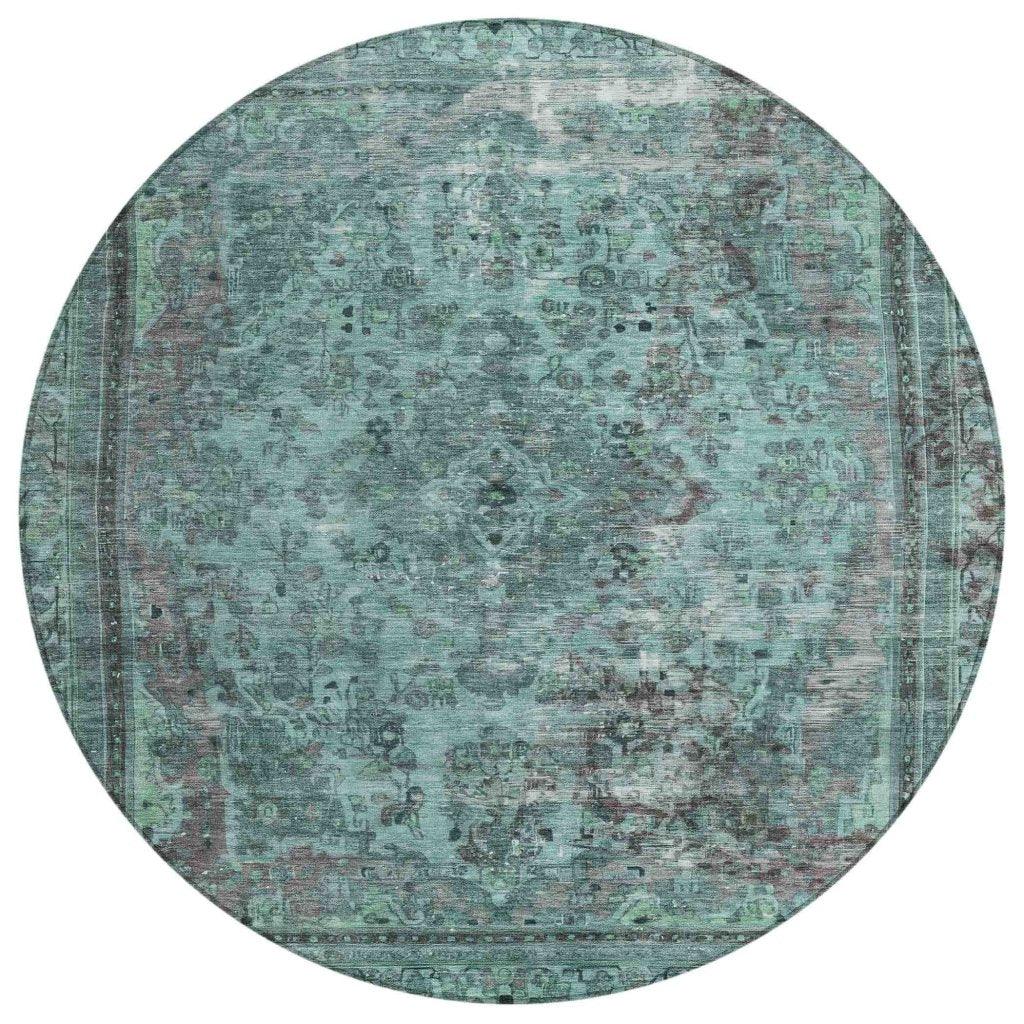 LOOMLAN Rugs Blazura Teal Washable Indoor-Outdoor Rug