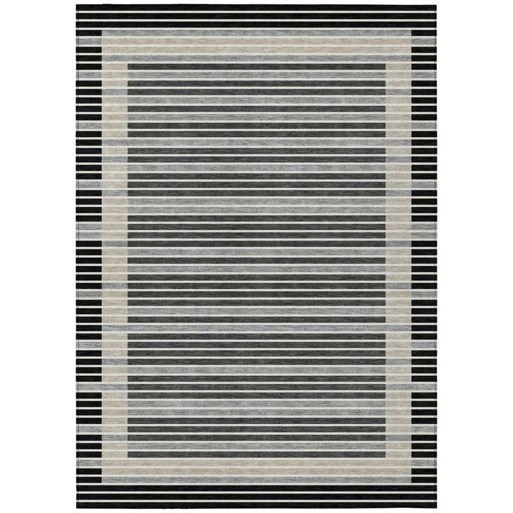 LOOMLAN Rugs Blazyn Black Washable Indoor-Outdoor Rug