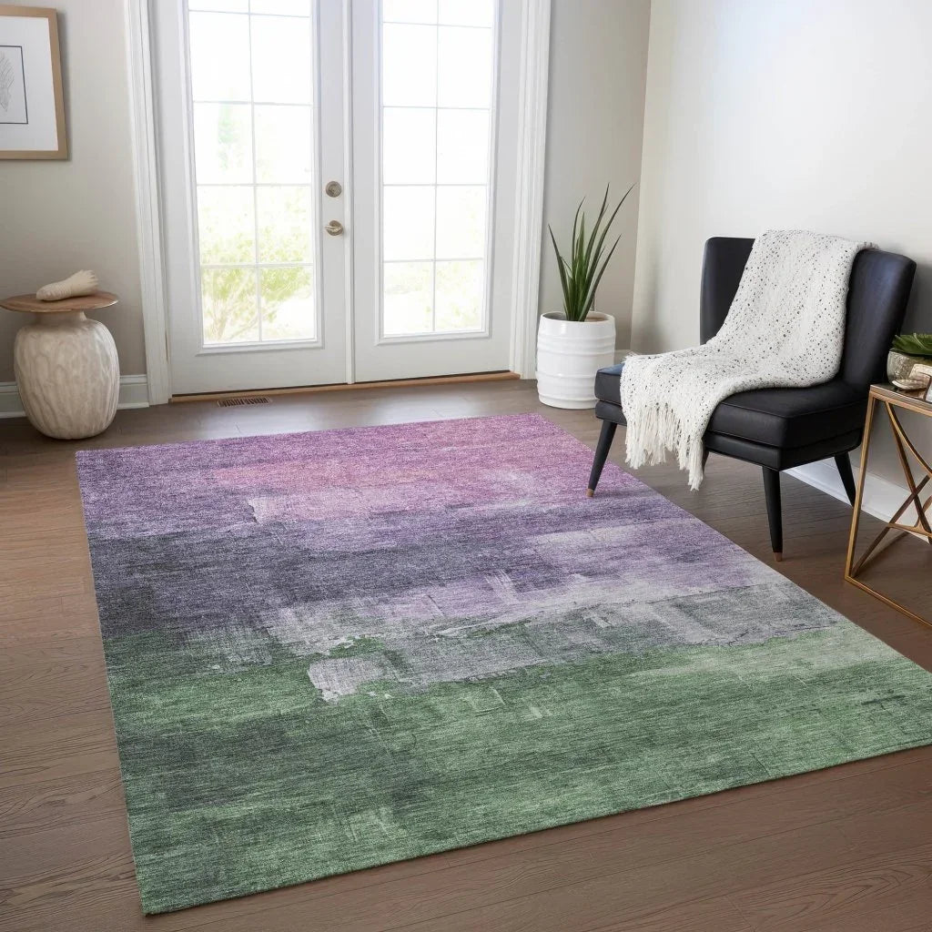 LOOMLAN Rugs Bloometra Purple Washable Indoor-Outdoor Rug