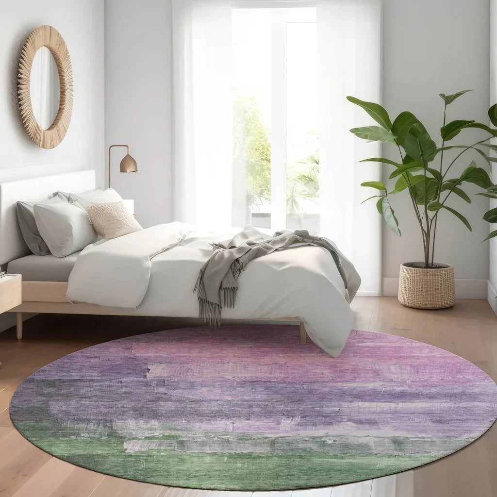 LOOMLAN Rugs Bloometra Purple Washable Indoor-Outdoor Rug