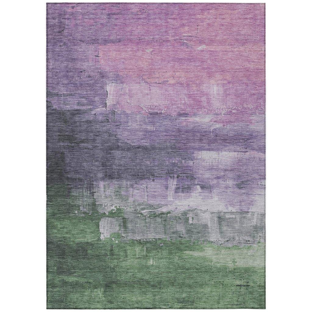 LOOMLAN Rugs Bloometra Purple Washable Indoor-Outdoor Rug