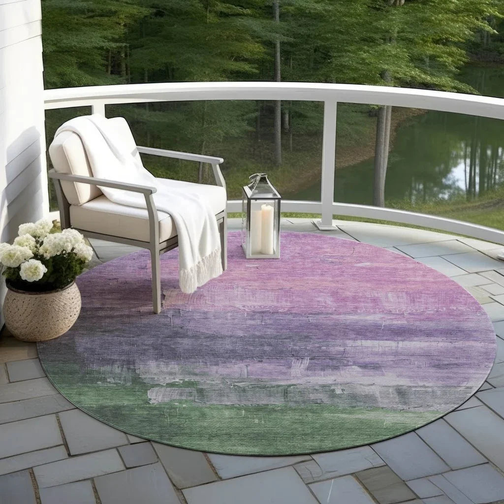 LOOMLAN Rugs Bloometra Purple Washable Indoor-Outdoor Rug