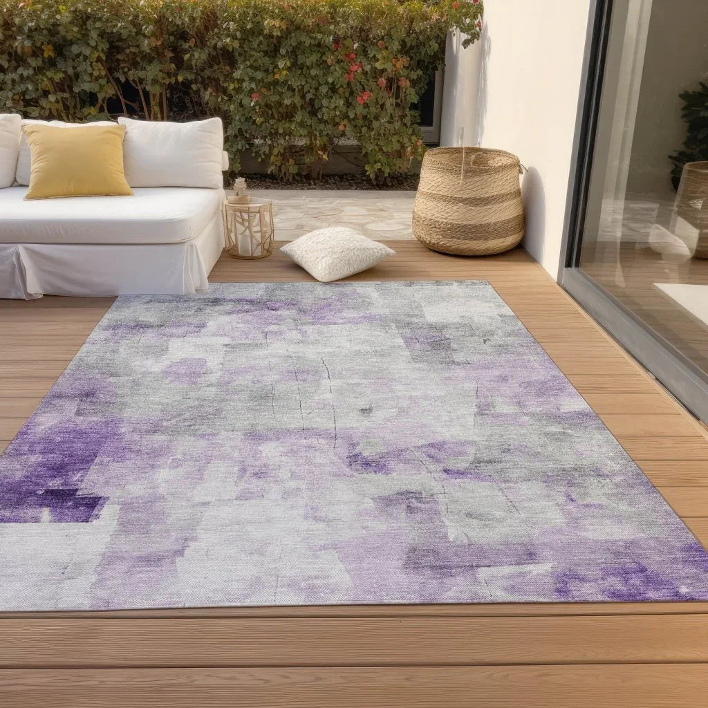 LOOMLAN Rugs Braeain Purple Washable Indoor-Outdoor Rug