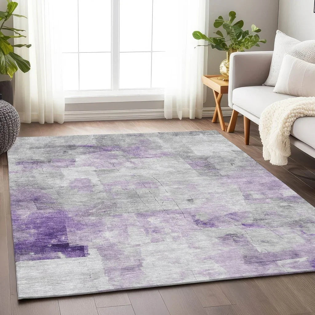 LOOMLAN Rugs Braeain Purple Washable Indoor-Outdoor Rug