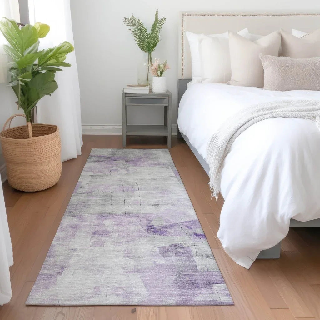 LOOMLAN Rugs Braeain Purple Washable Indoor-Outdoor Rug
