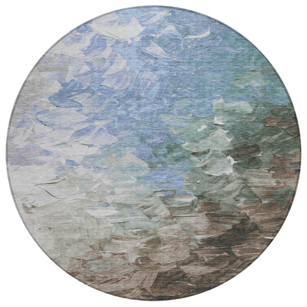 LOOMLAN Rugs Braearis Blue Washable Indoor-Outdoor Rug