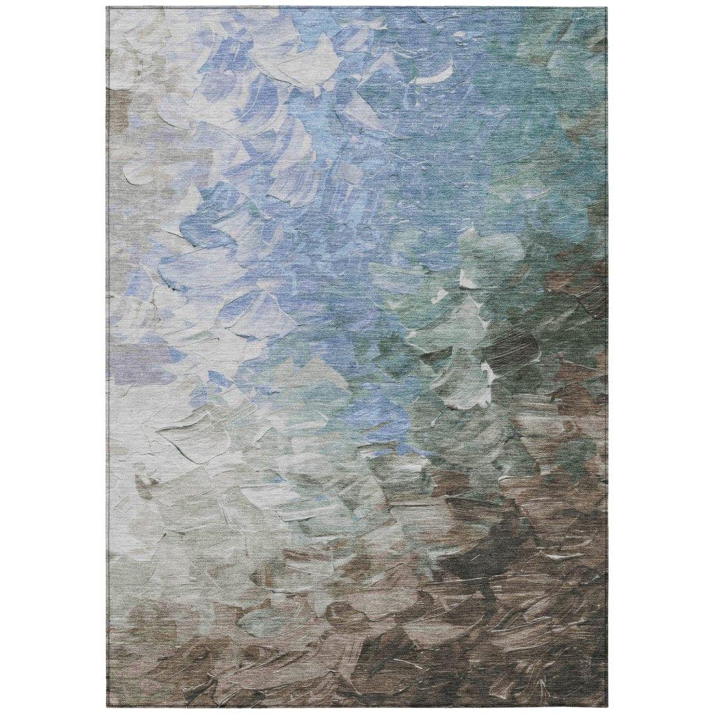 LOOMLAN Rugs Braearis Blue Washable Indoor-Outdoor Rug